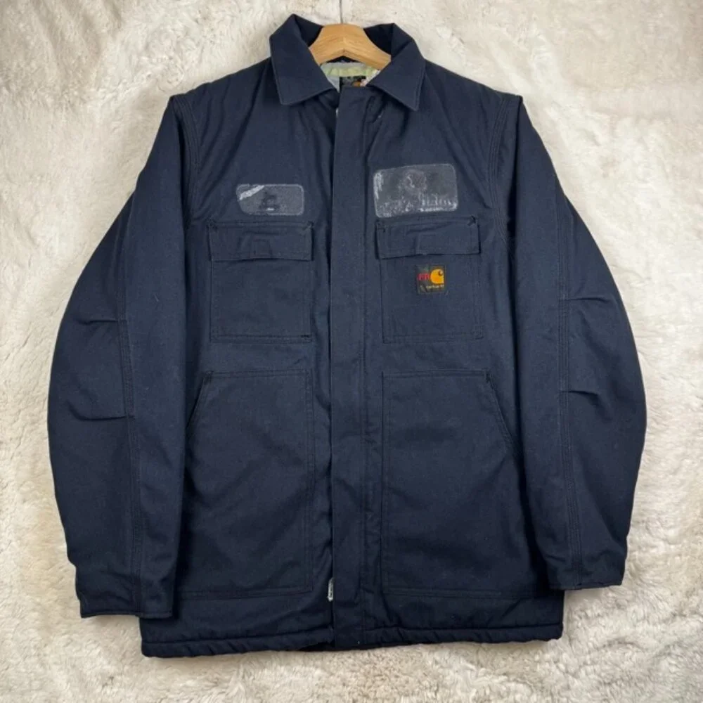 VTG Carhartt FR Quilted Liner Flame Resistant Heavy Duty Canvas Jacket Medium - Picture 1 of 11